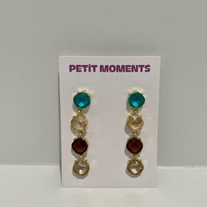 Petit Moments Revolve Post Back Gold Tone Quadruple Gem Dangly Earrings